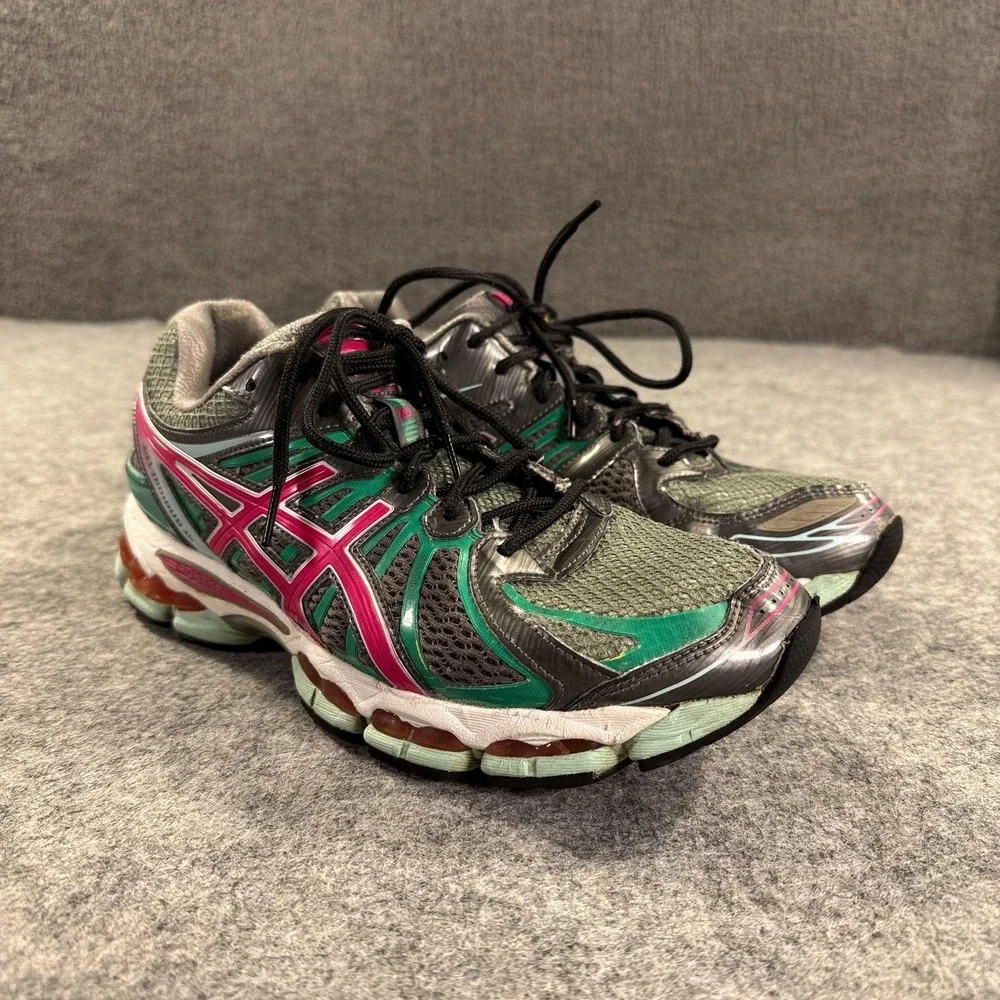 Asics Gel Nimbus 15 Shoes Womens‎ Size 10 Gray Teal Pink Running Sneakers Retro